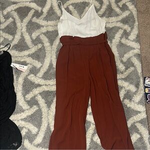 Women's White and Rust Jumpsuit sz L